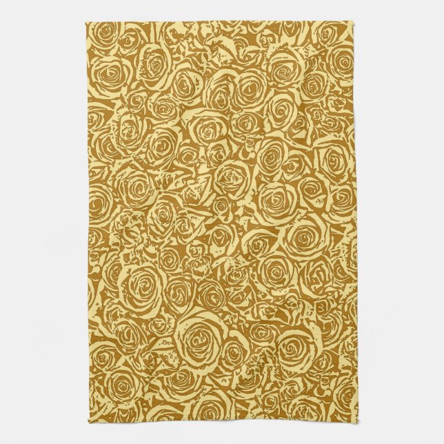 Linge De Cuisine Motif Rose Abstrait moderne, Jaune de moutarde (Vertical)