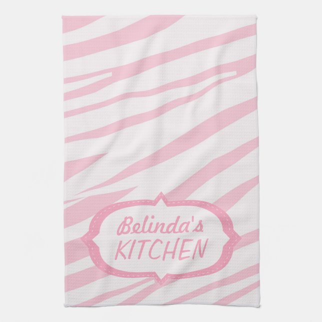 Linge De Cuisine Motif rose-clair de zèbre (Vertical)
