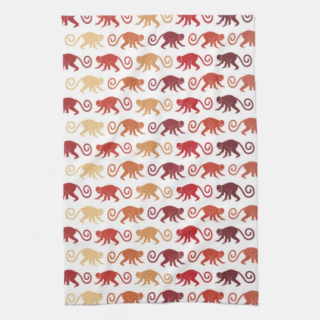 Linge De Cuisine Motif rouge de singes (Vertical)
