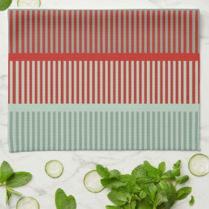 Linge De Cuisine Motif rouge et vert rayé
