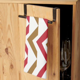 Linge De Cuisine Motif rouge vert Chevron