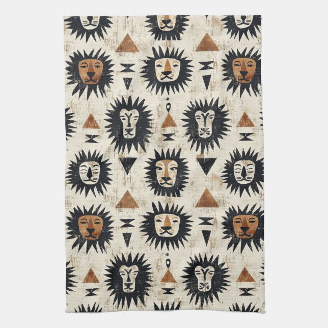 Linge De Cuisine Motif Safari Lion Tribal (Vertical)