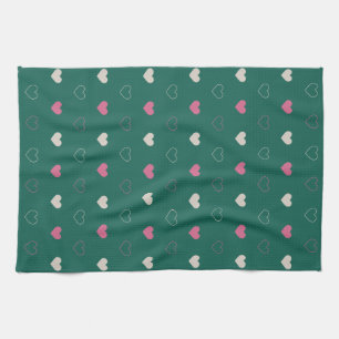 Linge De Cuisine Motif sans couture Cœur Rose & Vert Minimaliste Mi