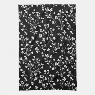Linge De Cuisine Motif sans couture floral vintage noir et blanc (4