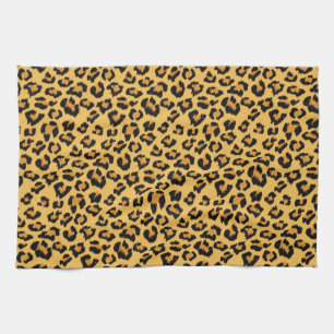 Linge De Cuisine Motif sauvage de chat d'empreinte de léopard dans