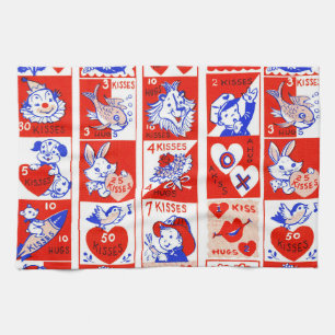 Linge De Cuisine Motif timbre de la Saint-Valentin vintage des anné