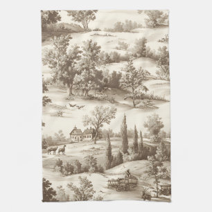 Linge De Cuisine Motif Toile de Coton Récolte Citrouille Sépia Cott