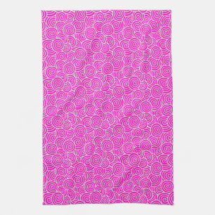 Linge De Cuisine Motif tourbillon japonais - fuchsia rose et blanc
