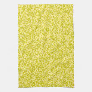 Linge De Cuisine Motif tourbillon japonais - moutarde et jaune clai