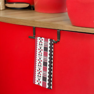 Linge De Cuisine Motif tribal rouge et noir