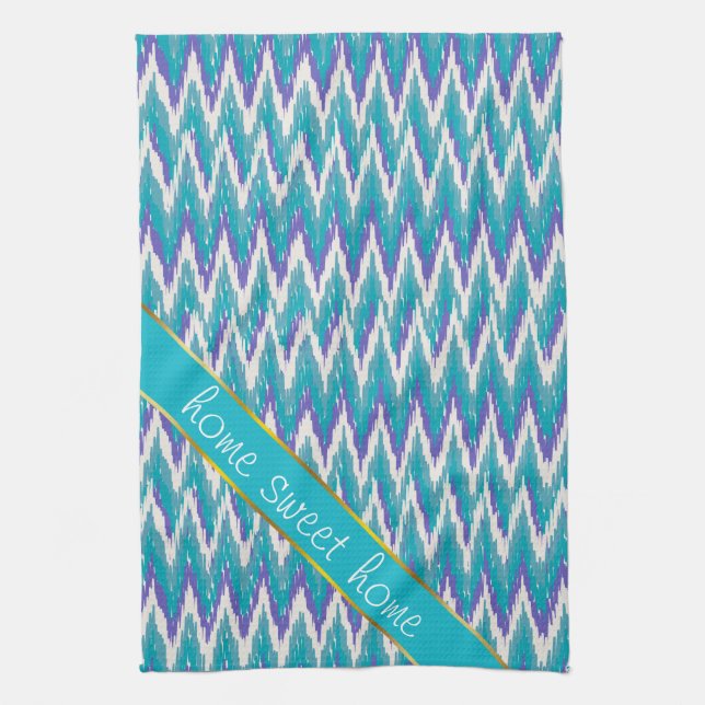 Linge De Cuisine motif turquoise et Amethyst iKat ZigZag (Vertical)