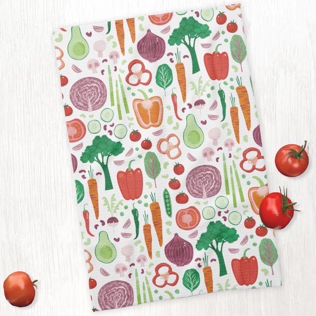 Linge De Cuisine Motif végétal moderne (Fun modern vegetable pattern kitchen tea towel)