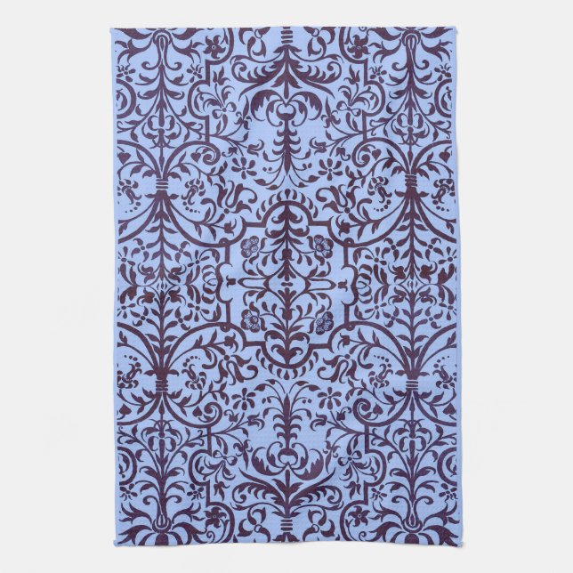 Linge De Cuisine Motif victorien bleu (Vertical)