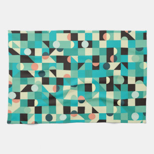 Linge De Cuisine motif vintage avec triangles et cercles.