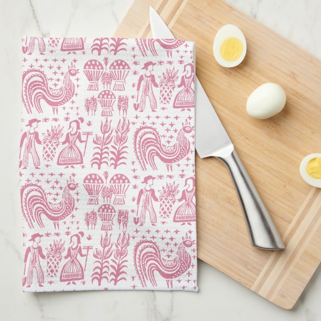 Linge De Cuisine Motif vintage de Pyrex - Butterprint amish (rose) (Quart Plié)