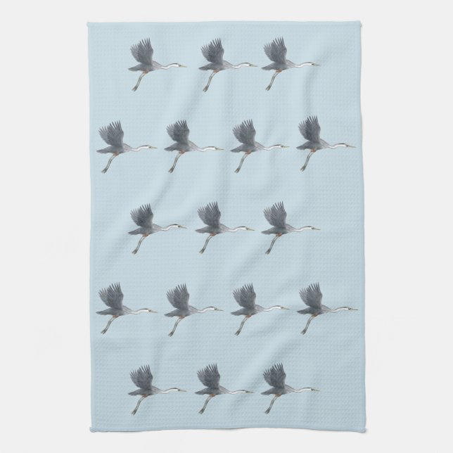 Linge De Cuisine Motif volant de héron de grand bleu (Vertical)