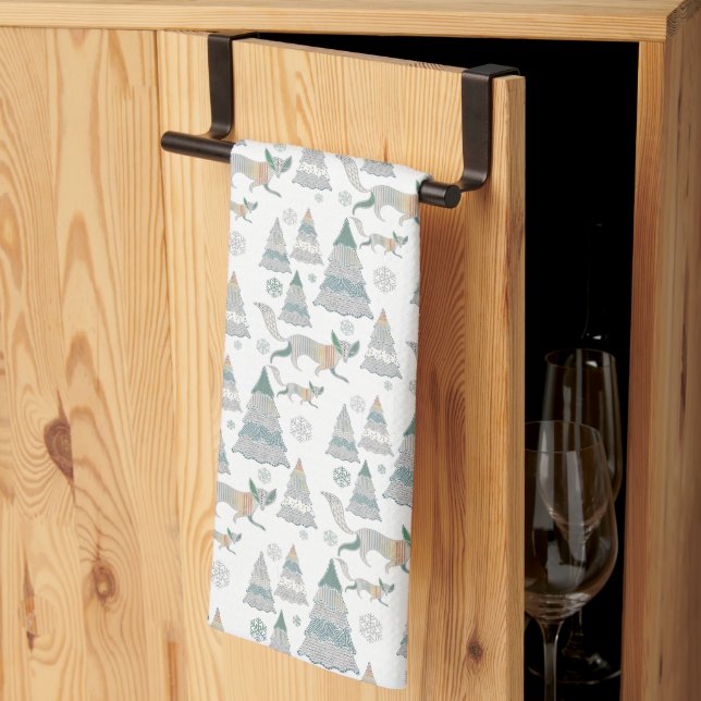Linge De Cuisine Motif Western Winter Wood Fox (Pliage en tiers)
