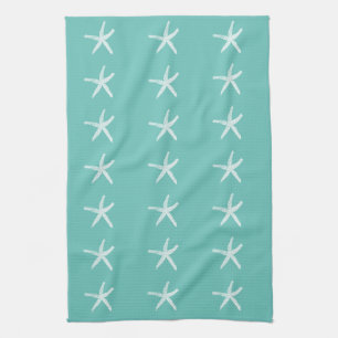 Linge De Cuisine Motifs de poisson d'Amérique blanche Turquoise Bl