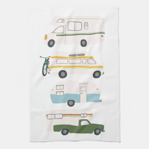 Linge De Cuisine Motorhome Camping Retro RV Vanlife Blanc