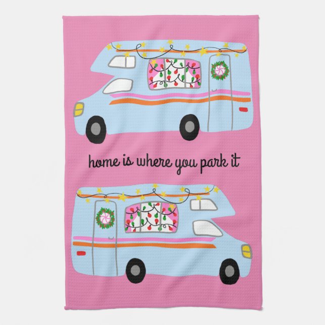 Linge De Cuisine Motorhome Camping Retro RV Vanlife Xmas (Vertical)