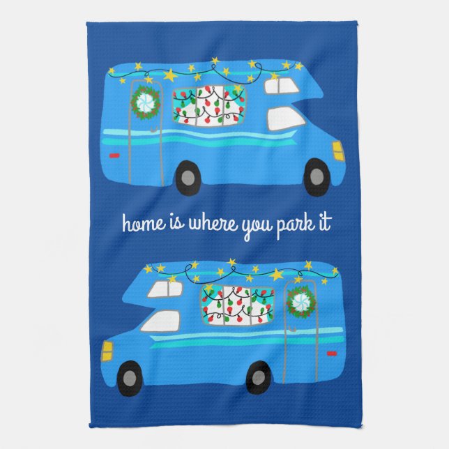 Linge De Cuisine Motorhome Camping Retro RV Vanlife Xmas (Vertical)