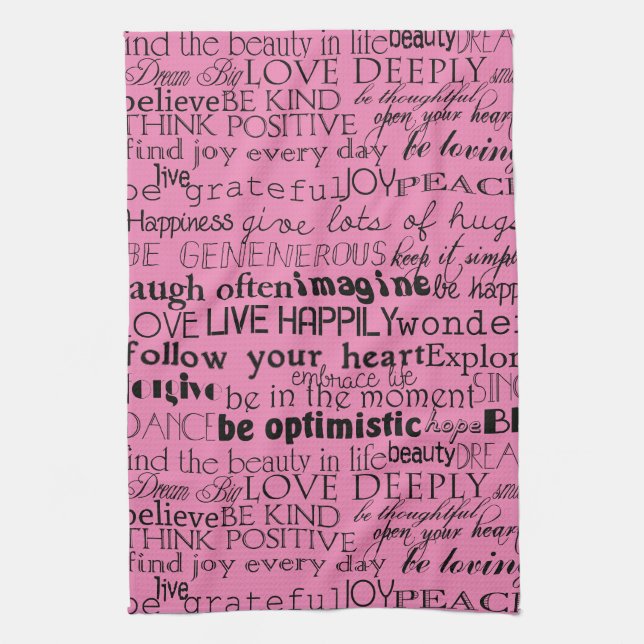 Linge De Cuisine Mots Inspirants Roses Noires (Vertical)