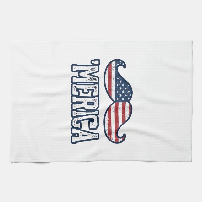 Linge De Cuisine Moustache Amérique en Détresse Dessin Vectoriel Pa (Horizontal)