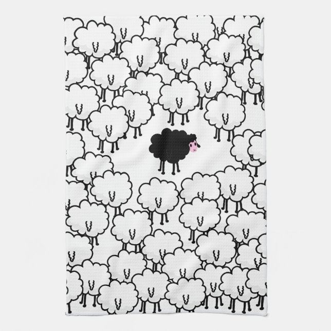 Linge De Cuisine Moutons noirs (Vertical)