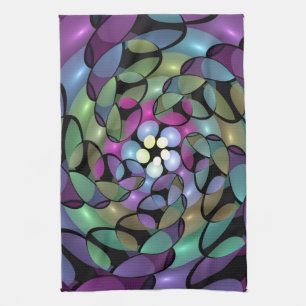 Linge De Cuisine Mouvements colorés Abstrait Trippy Fractal Art