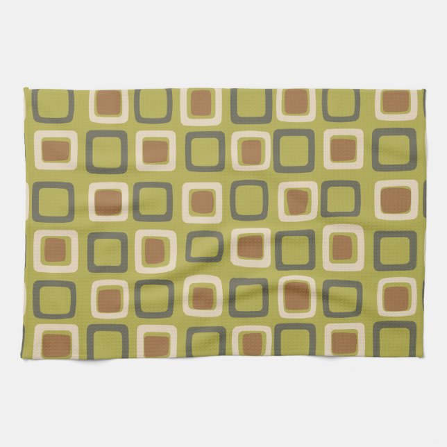 Linge De Cuisine Moyen Siècle moderne Carré Chartreuse (Horizontal)