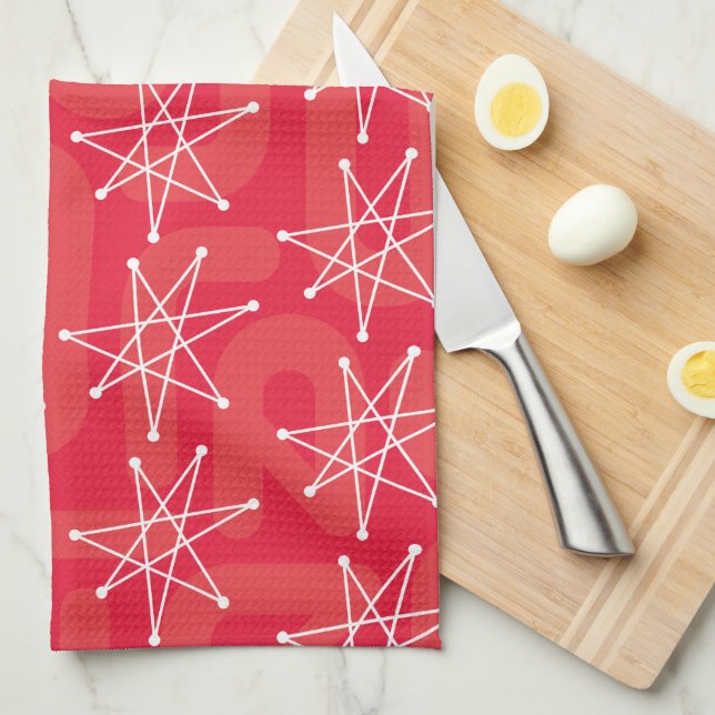Linge De Cuisine Moyen-siècle moderne Noël atomique MCM MOD Star (Quart Plié)