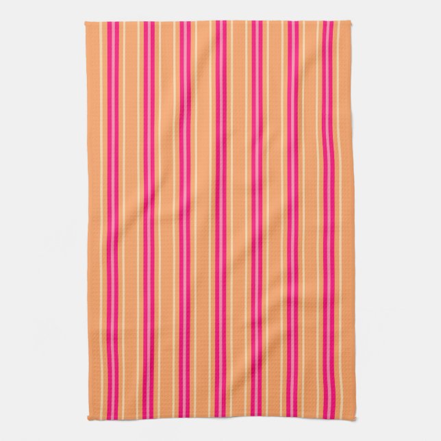 Linge De Cuisine Moyenne Siècle Moderne, Fuchsia Rose & Orange (Vertical)