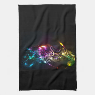 Linge De Cuisine Music notes en color for music lovers