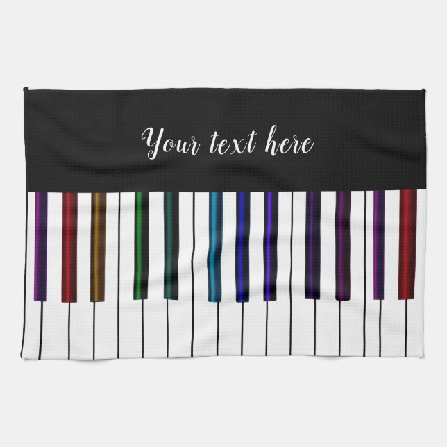 Linge De Cuisine Musique blanche noire de clé de piano (Horizontal)