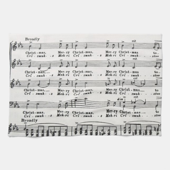 Linge De Cuisine Musique de feuille de chanson de Noël (Horizontal)