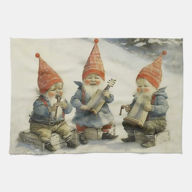 Linge De Cuisine Musique Scandinave Gnomes de Noël (Horizontal)