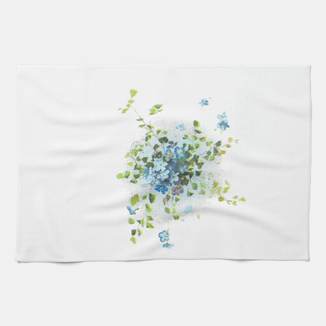Linge De Cuisine Myosotis des marais vintages bleus (Horizontal)