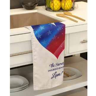 Linge De Cuisine Name || Colorful Patriotic Pattern Heart and Quote