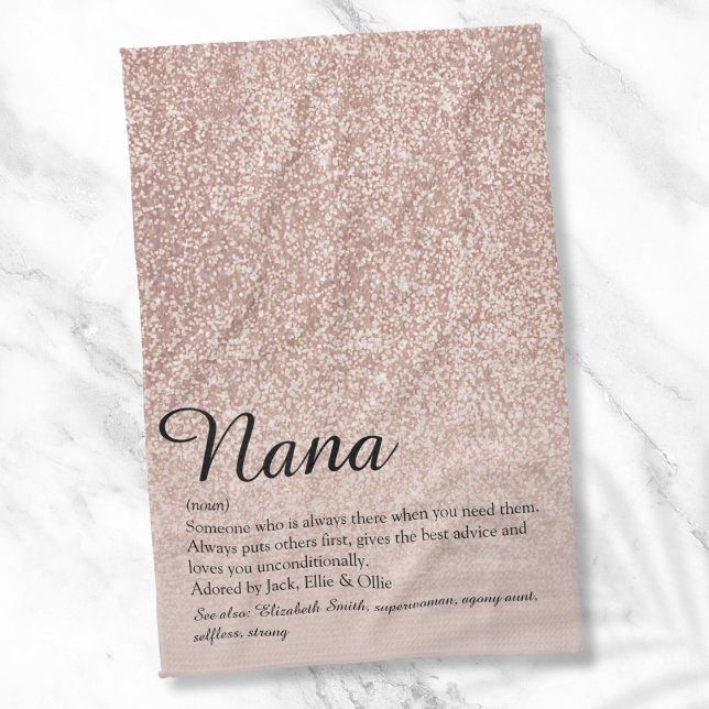 Linge De Cuisine Nana Grandma Granny Definition Rose Gold Glitter (Nana Grandma Granny Definition Rose Gold Glitter Kitchen Towel)