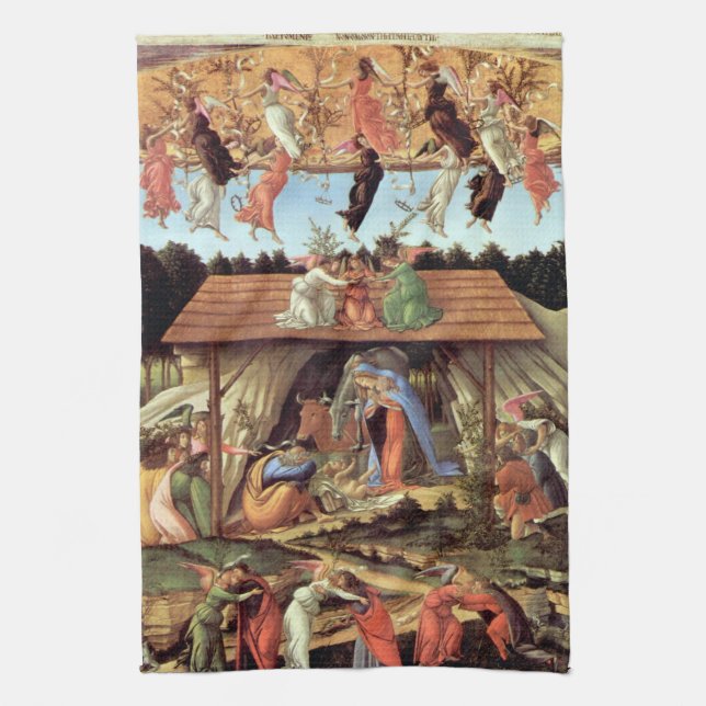 Linge De Cuisine Nativité de Noël, Naissance du Christ par Botticel (Vertical)