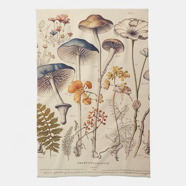Linge De Cuisine Naturaliste de champignons vintages (Vertical)