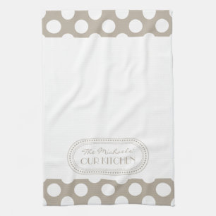 Linge De Cuisine Nature   Monogramme Motif Pois blanc