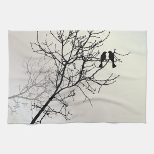 Linge De Cuisine nature zen paysage noir blanc silhouette de l'arbr