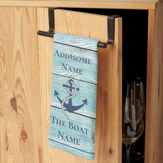 Linge De Cuisine Nautical Family Boat Name Marine Ancre (Pliage en tiers)