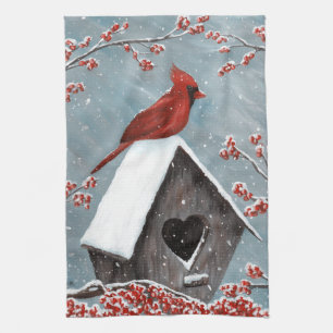 Linge De Cuisine Neige hivernale du Cardinal du Nord