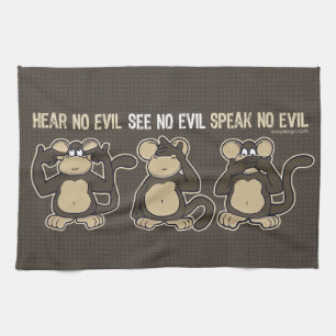 Linge De Cuisine N'entendez aucun humour mauvais de singes