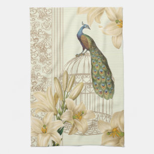 Linge De Cuisine nénuphar vintage paon