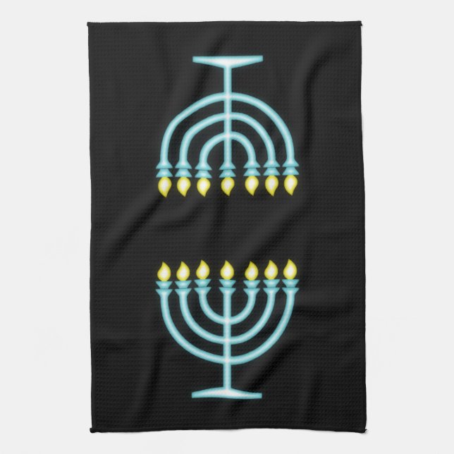 Linge De Cuisine Neon Menorah (Vertical)