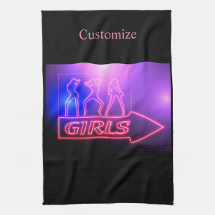 Linge De Cuisine Neon Pink Girls Sign Thunder_cove