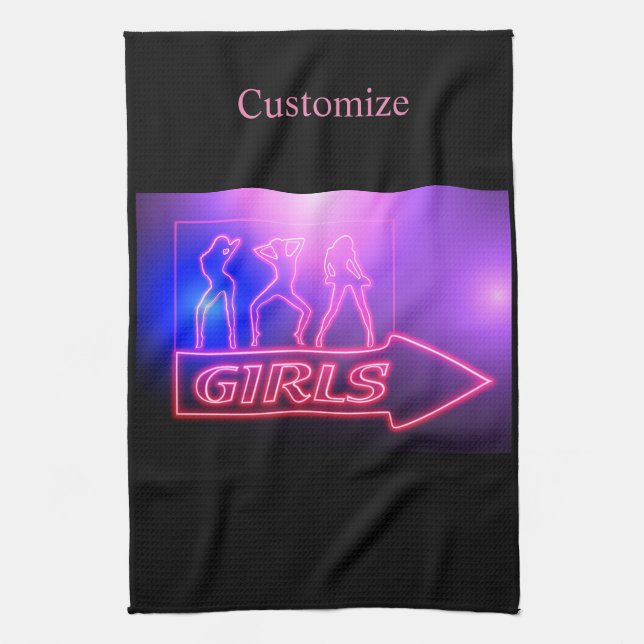 Linge De Cuisine Neon Pink Girls Sign Thunder_cove (Vertical)